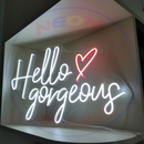Hello Gorgeous Neon Sign，Neon Sign, custom neon, led light, led neon light, led neon sign, home decor neon, wedding neon sign, party neon light , Business logo Neon Sign, cool lamp light, custom name neon sign, Custom Led Light, bedroom neon sign,