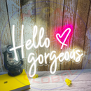 Hello Gorgeous Neon Sign，Neon Sign, custom neon, led light, led neon light, led neon sign, home decor neon, wedding neon sign, party neon light , Business logo Neon Sign, cool lamp light, custom name neon sign, Custom Led Light, bedroom neon sign,