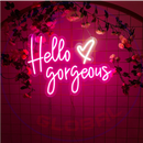 Hello Gorgeous Neon Sign，Neon Sign, custom neon, led light, led neon light, led neon sign, home decor neon, wedding neon sign, party neon light , Business logo Neon Sign, cool lamp light, custom name neon sign, Custom Led Light, bedroom neon sign,