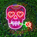 Skull with Rose Neon,Neon Sign, custom neon, led light, led neon light, led neon sign, home decor neon, wedding neon sign, party neon light , Business logo Neon Sign, cool lamp light, custom name neon sign, Custom Led Light, bedroom neon sign, 