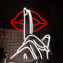 Sexy Lips Sparkle Shh Finger Hand Neon Sign