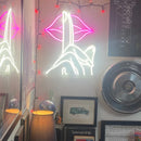 Sexy Lips Sparkle Shh Finger Hand Neon Sign